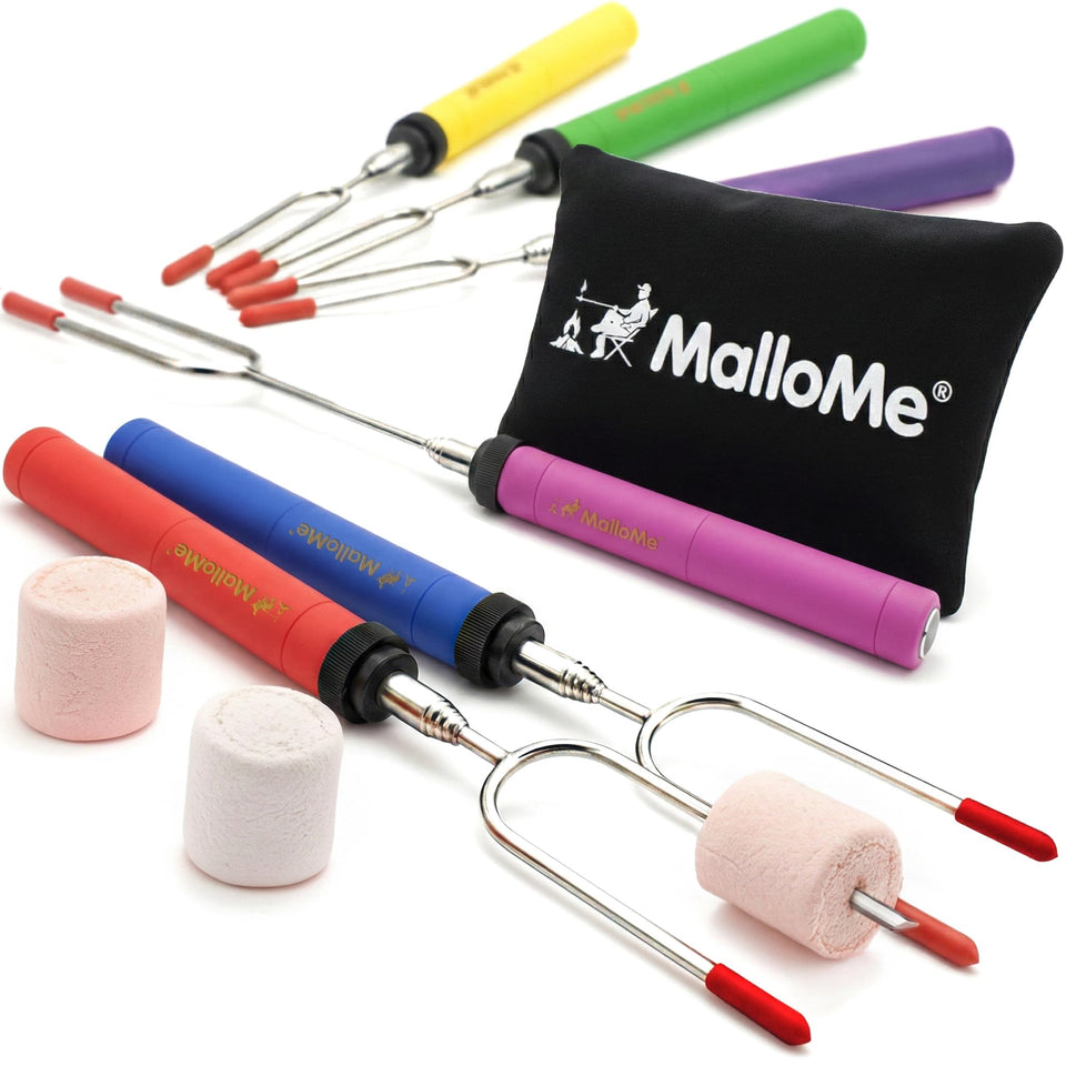 MalloMe Smores Sticks with rotating handle for even roasting and precise control