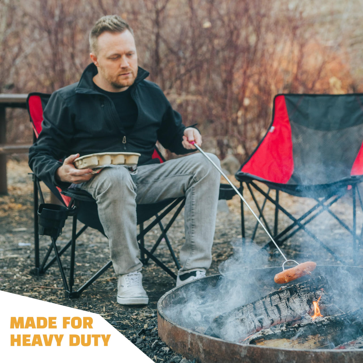 MalloMe Stores at safe distance from flames for worry-free roasting