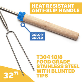 MalloMe Smores Sticks with smooth wooden handles for comfortable grip.