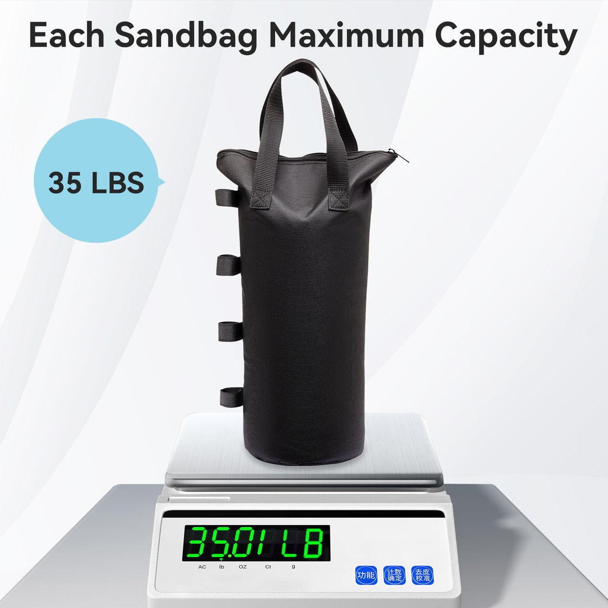 Malomke 800D Oxford fabric sand bags resist tears and wear.