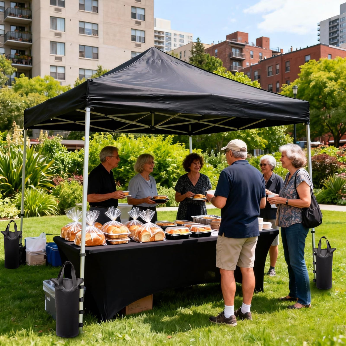 Malomke sand bags provide stable bases for pop-up tents and awnings.