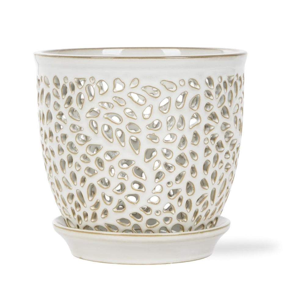 Mama Cozy Life elegant orchid pot 6.5 inches with lace design for healthy airflow