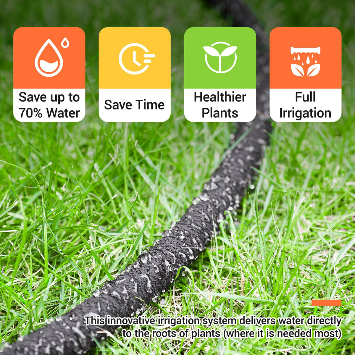 MAMIZO soaker hose micro-holes provide slow, even root watering