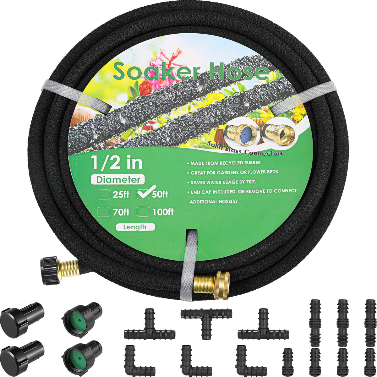 MAMIZO soaker hose 50ft uncoiled for efficient garden irrigation