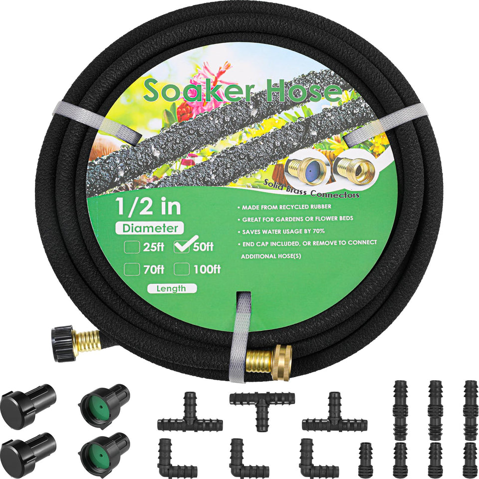 MAMIZO soaker hose 50ft uncoiled for efficient garden irrigation