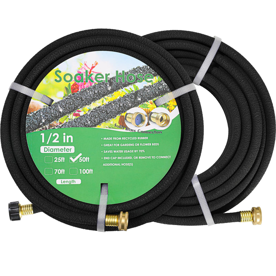 MAMIZO Soaker Hose 100ft with brass connector for durability