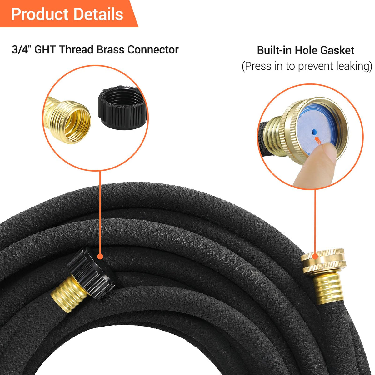 MAMIZO durable rubber construction reduces leaks during garden watering