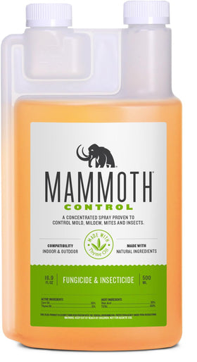 Mammoth Control bottle close-up highlighting thyme oil for natural pest defense