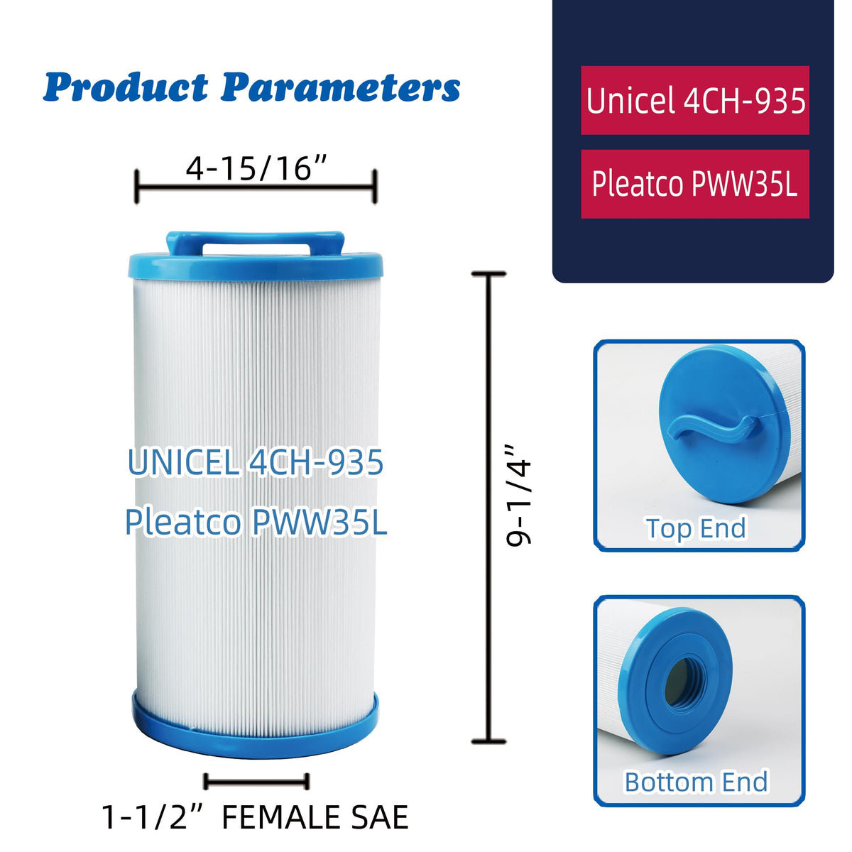 Mamokin 4CH-935 spa filter size and dimensions for proper fit