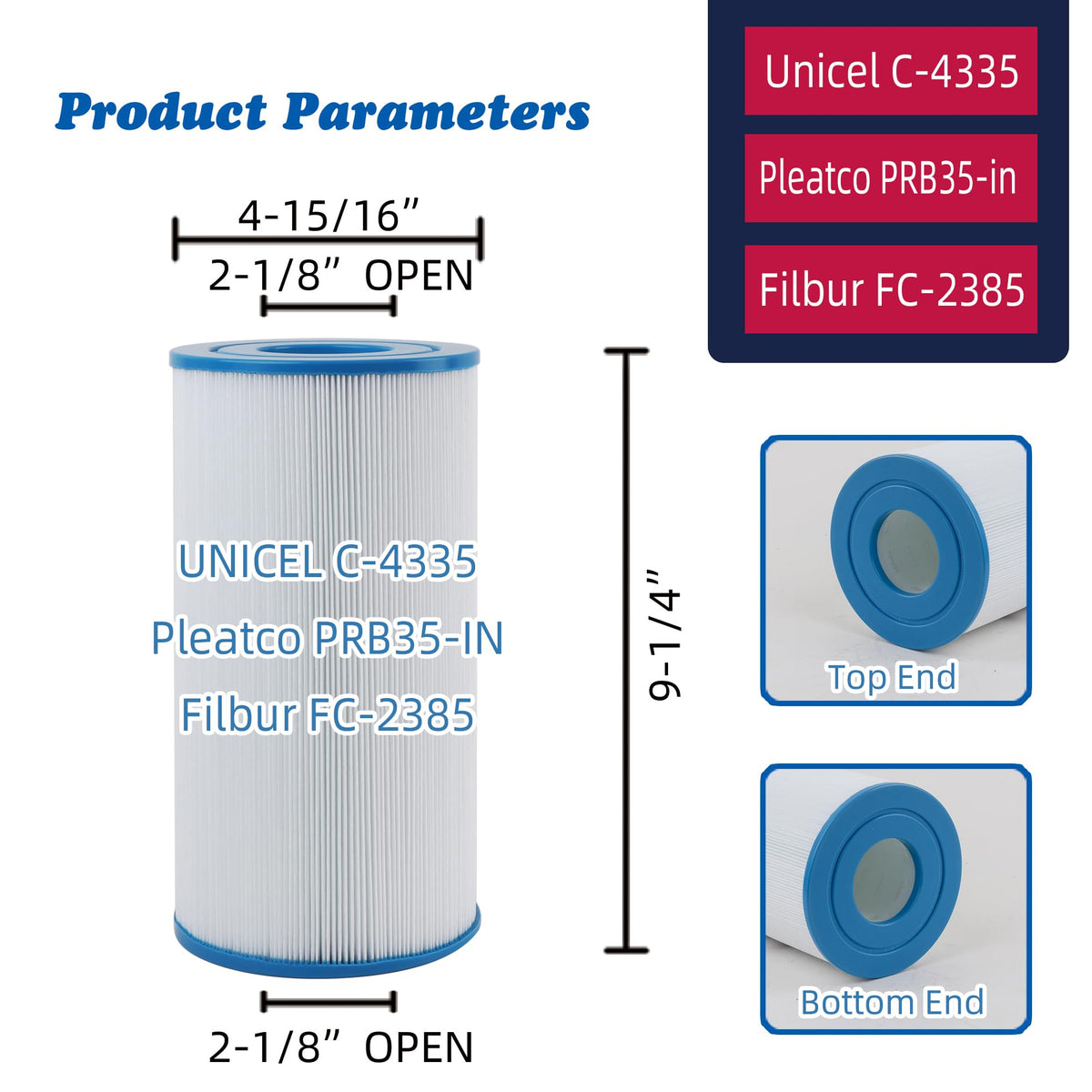 Mamokin C-4335 spa filter side view highlights slim profile for tight spaces