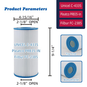 Mamokin C-4335 spa filter side view highlights slim profile for tight spaces