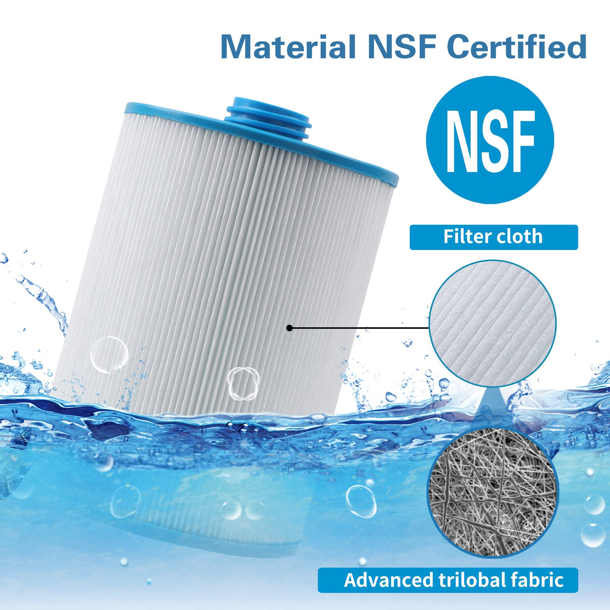 Mamokin PWW50 close-up of trilobal filtration media for clear water