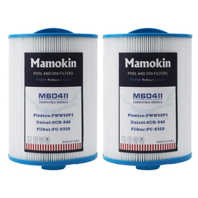 Mamokin PWW50 spa filter front view showing easy replacement for compatible hot tubs