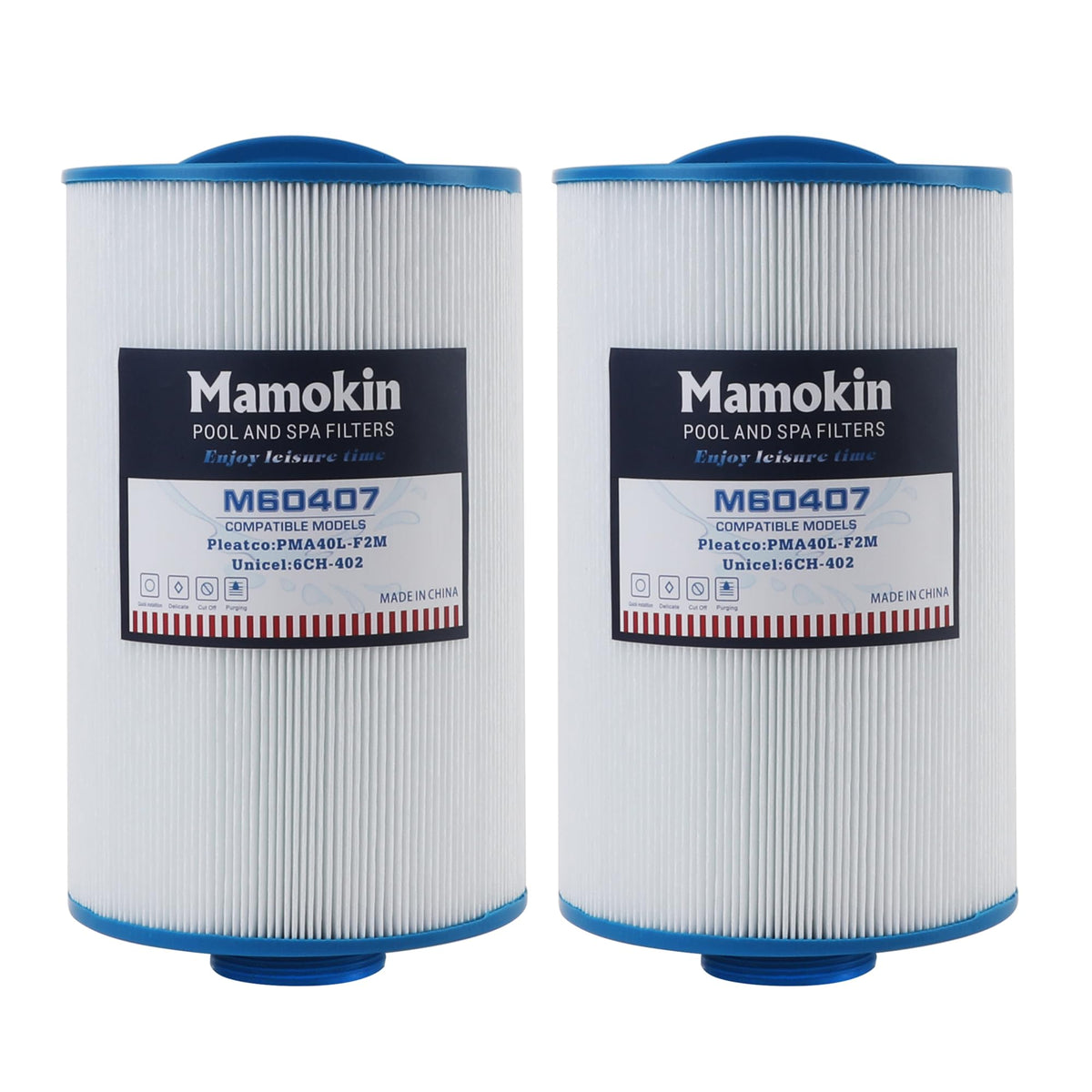 Mamokin 6CH-402 spa filter front view with easy-grip handle for quick replacement.