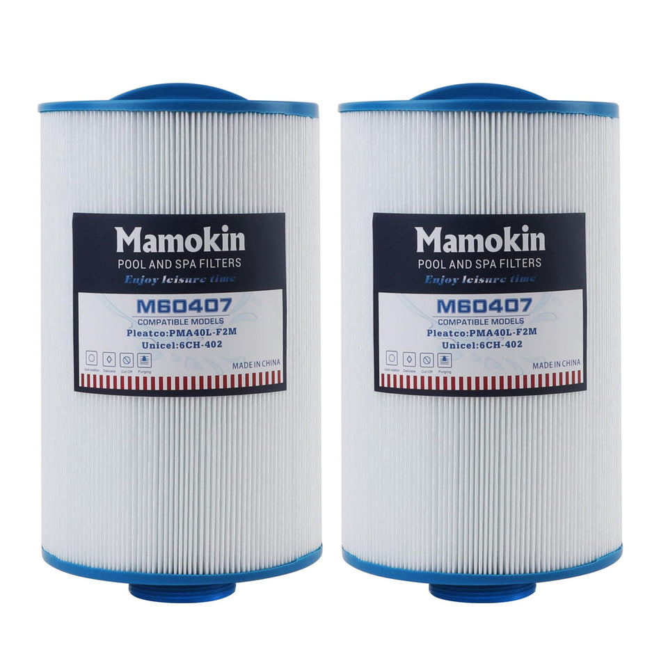 Mamokin 6CH-402 spa filter front view with easy-grip handle for quick replacement.