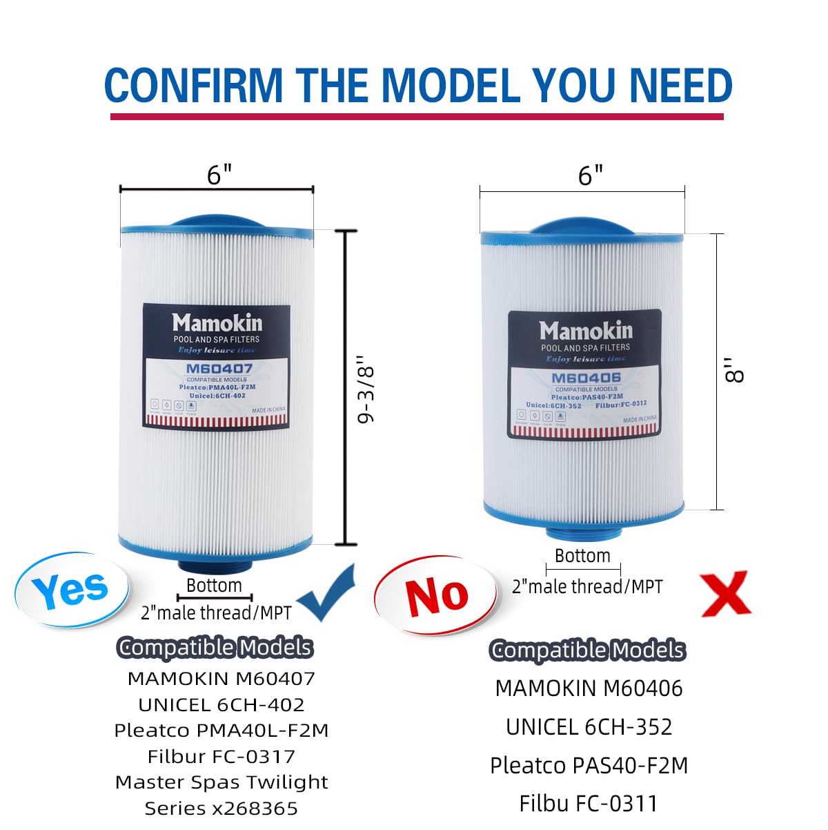 Mamokin 6CH-402 spa filter top-handle close-up for easy installation.