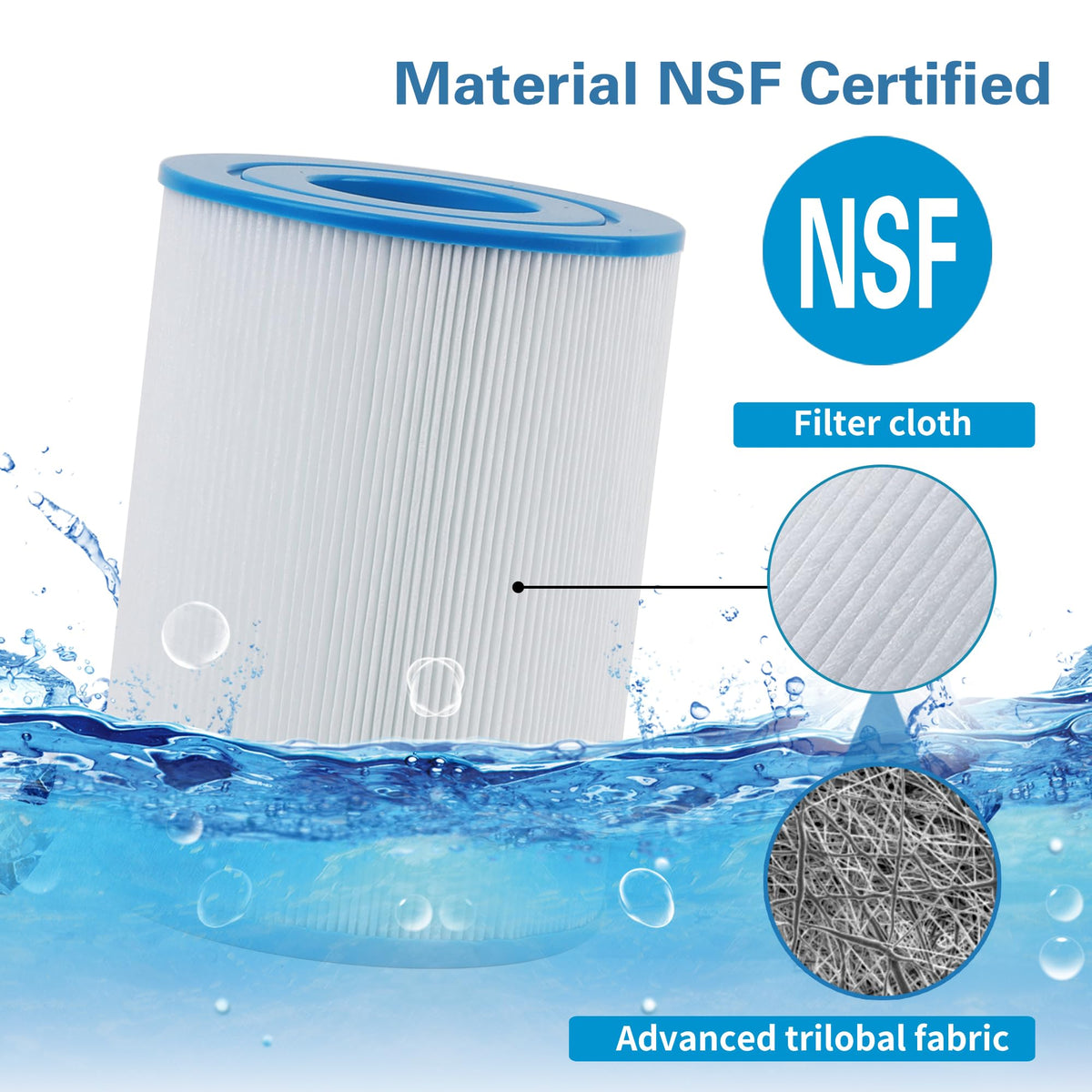 Mamokin C-4405 spa filter with open top and bottom for simple installation