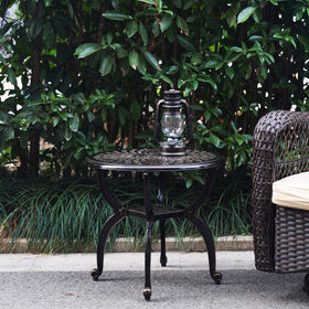 Mandolin included square woven coaster set enhances outdoor decor.