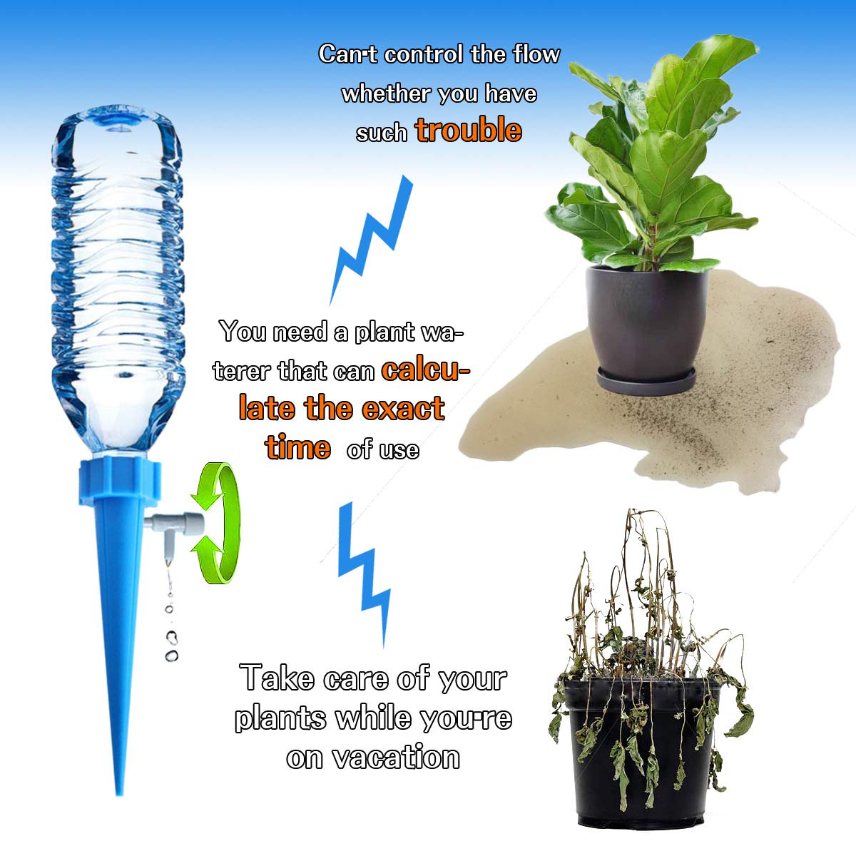 Mangoit self-watering spike garden-use installed in outdoor planters