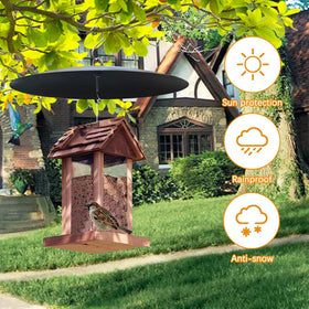 Manlikamu elegant hanging baffle blends with gardens while protecting feed.