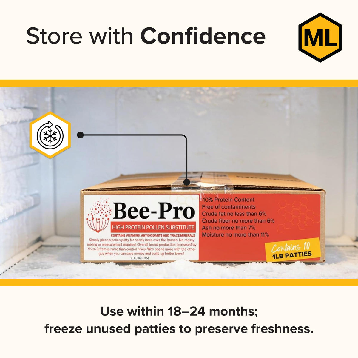 Mann Lake Bee-Pro Patties in a box ready-to-feed setup