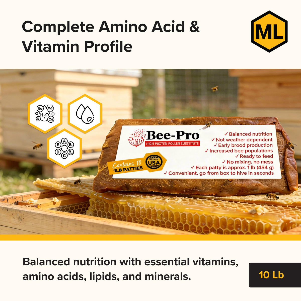 Mann Lake Bee-Pro Patties with nurse bees supporting digestion