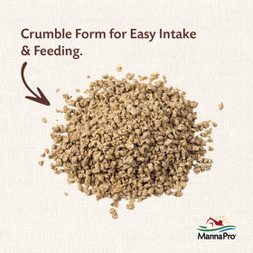 Close-up of crumble texture from Manna Pro All Flock Crumbles.
