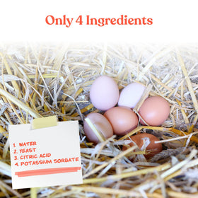 Backyard flock scenario with Manna Pro Egg Cleanser ready for use.