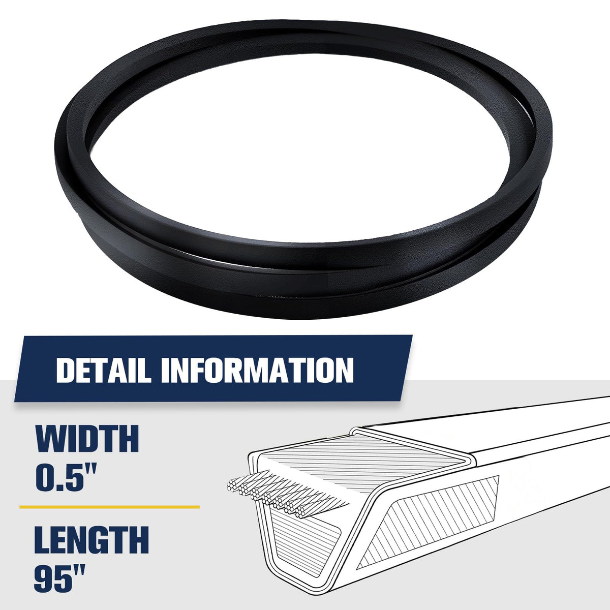 Mannial 144959 deck belt on a riding mower shows compatibility with 42-inch decks