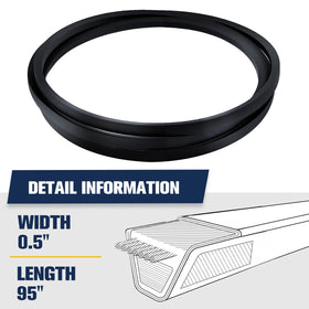 Mannial 144959 deck belt on a riding mower shows compatibility with 42-inch decks
