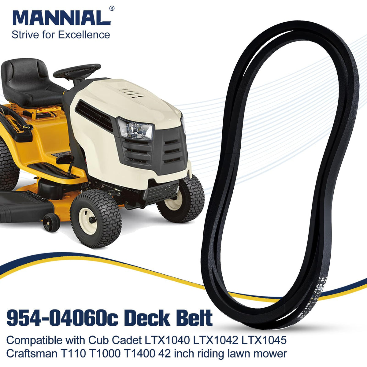 Mannial 954-04060 deck belt replacement for 1/2 inch by 96.5 inch