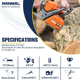 Three-pack Mannial chainsaw chain set with replacement links