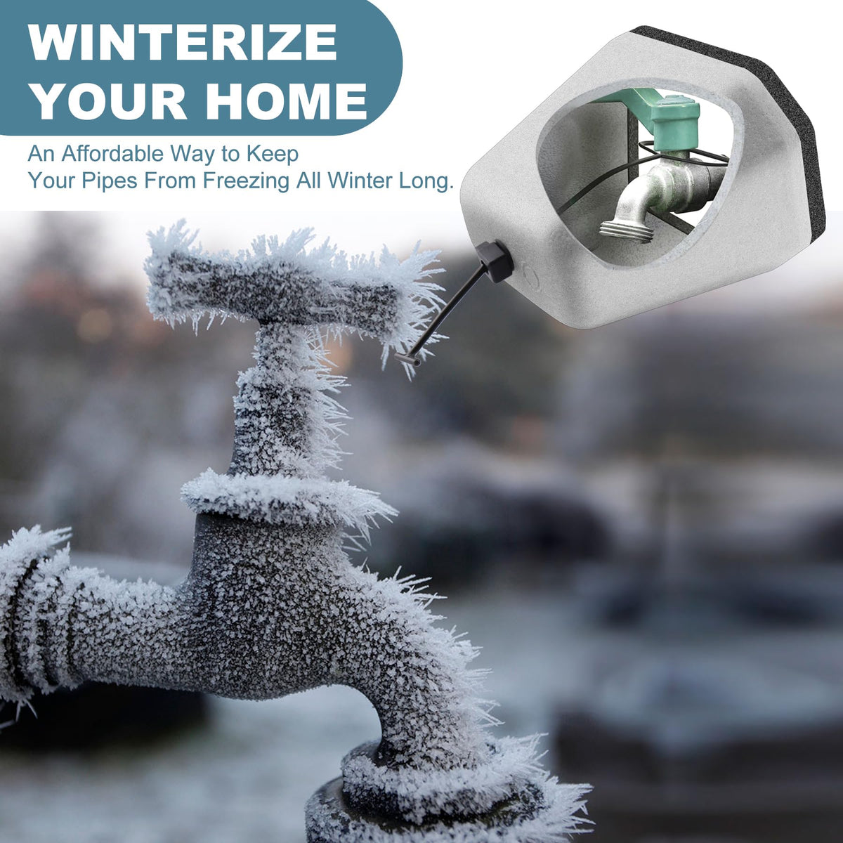 MANUMARINE faucet cover dimensions 6.9 x 6.3 x 5.2 inches fit most spigots.