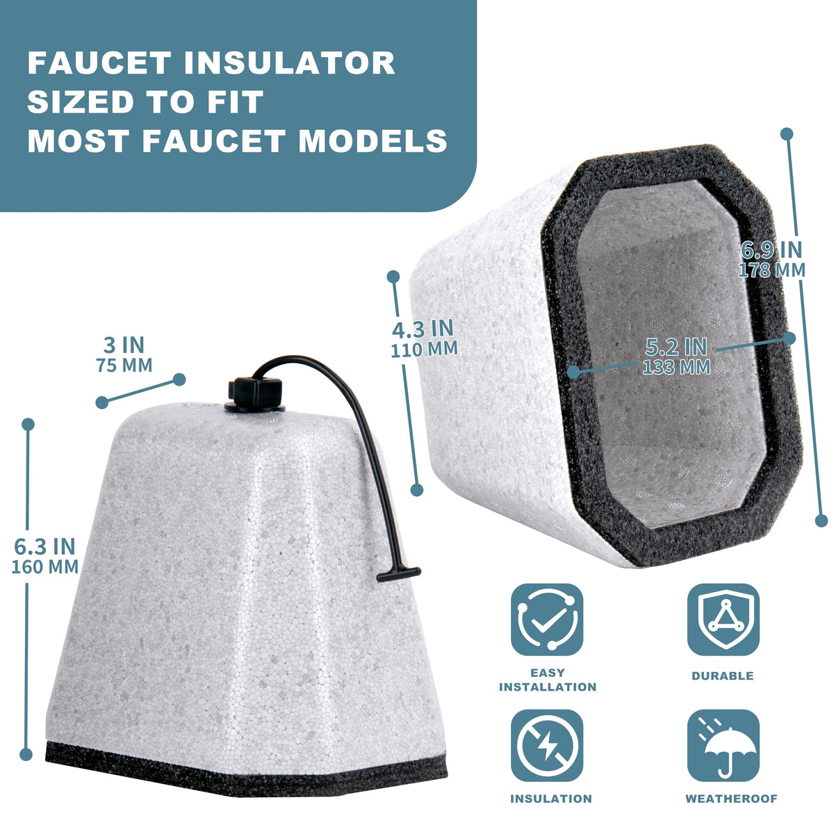 MANUMARINE faucet cover foam gasket detail enhances seal against cold drafts.