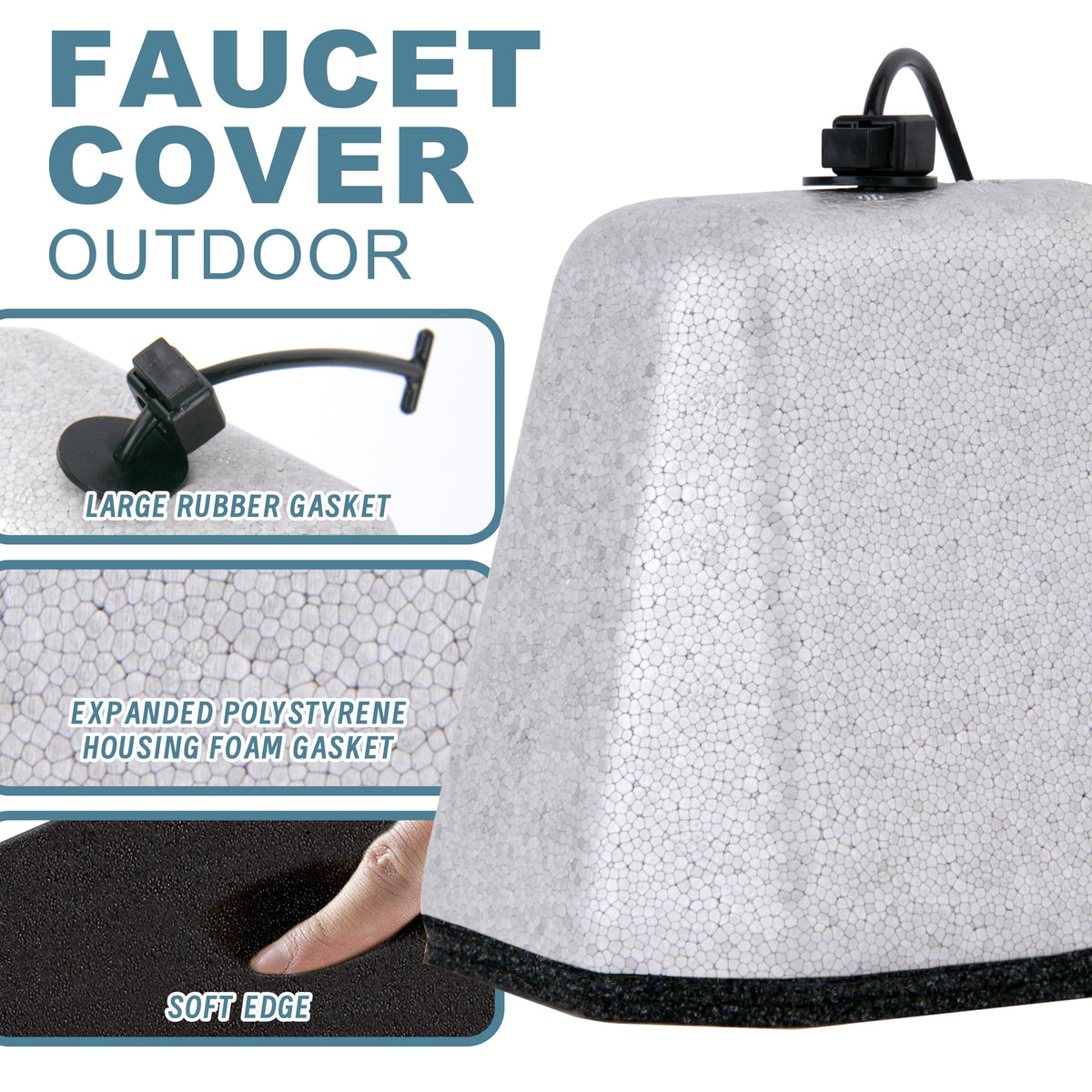 MANUMARINE faucet cover on outdoor faucet provides reliable winter protection.