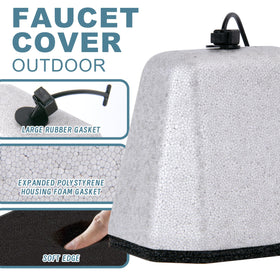 MANUMARINE faucet cover on outdoor faucet provides reliable winter protection.