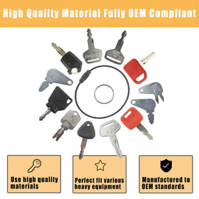 MANUTEX ignition keys suitable for excavators, loaders, and backhoes during maintenance