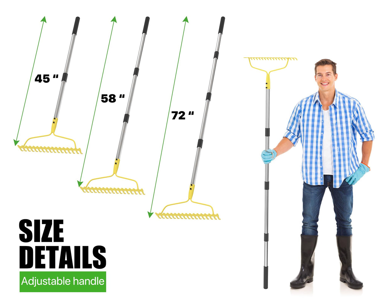 MANXRKUI garden rake-17-tines enables thorough debris gathering and even leveling