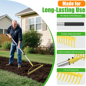 MANXRKUI garden rake-assembly-connections ensures secure, wobble-free setup with multi-section poles