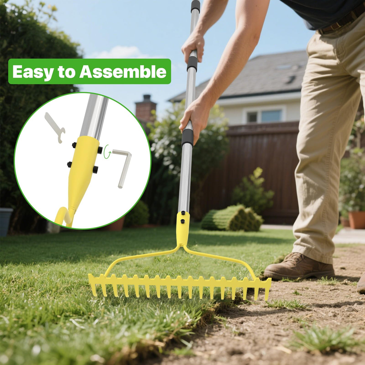 MANXRKUI garden rake-soil-loosening design helps break compacted soil for easier planting