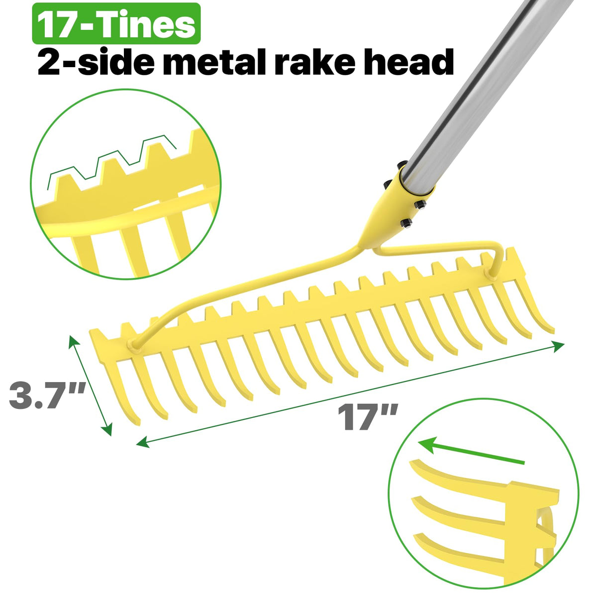 MANXRKUI garden rake-stainless-steel-handle offers rust-resistant durability for long-term use