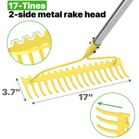 MANXRKUI garden rake-stainless-steel-handle offers rust-resistant durability for long-term use