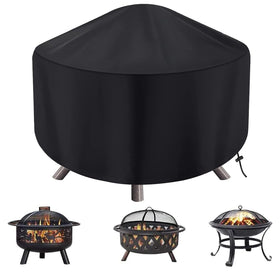 Maobutte round fire pit cover front view demonstrating full coverage for 22–32 inch pits.