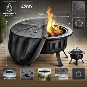 Maobutte fire pit cover waterproof and dustproof keeps equipment clean.