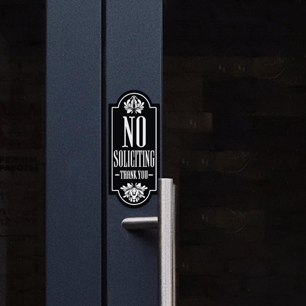 Maoerzai no soliciting sign on office entry, high visibility and readability