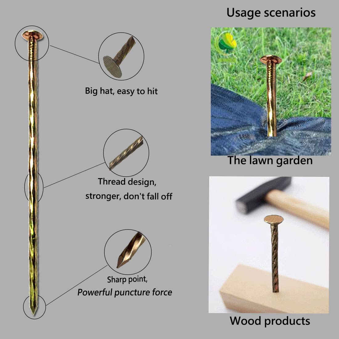 MAOMBO 0.21 inch diameter stake, sturdy anchor for boards and turf