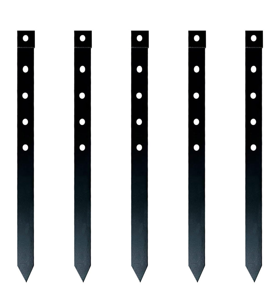MAOMBO 24Pcs metal stakes secure landscape edging with a sturdy 10-inch build.