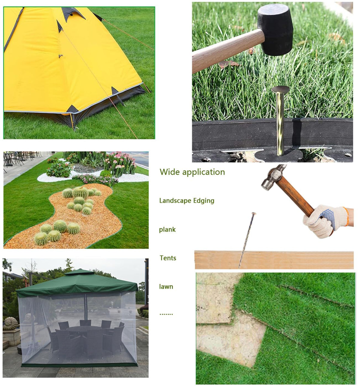 MAOMBO timber nail compatible spikes suitable for tents edgings and steps.
