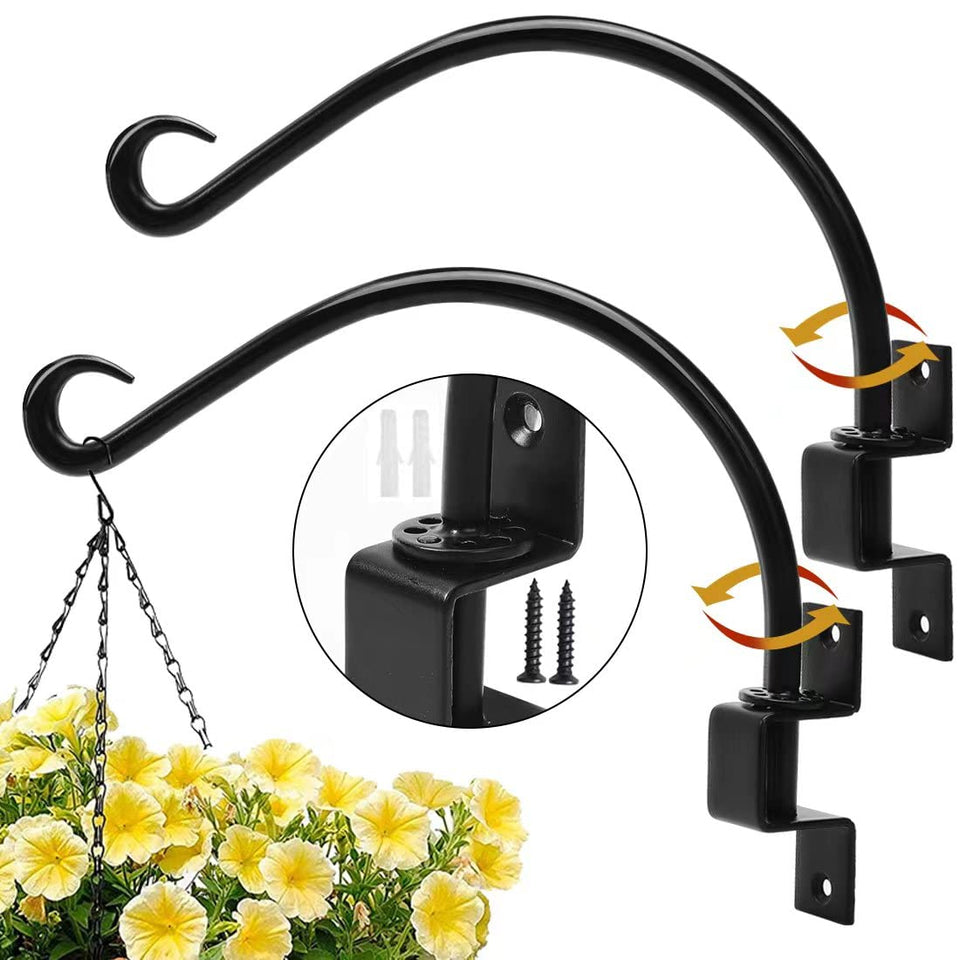 Maosen 16-inch swivel plant hanger two-pack mounted on a wall for flexible outdoor display