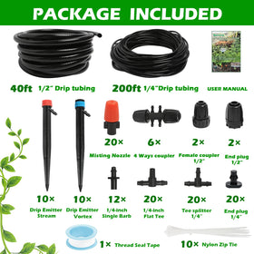 Maotong 240FT kit distribution tubing layout supports two irrigation zones.
